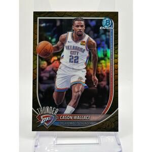 2025-26 Bowman Chrome Cason Wallace Gold Reptilian Refractor 7/50 SP OKC Thunder
